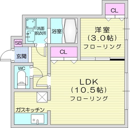 北３４条駅 徒歩2分 3階の物件間取画像